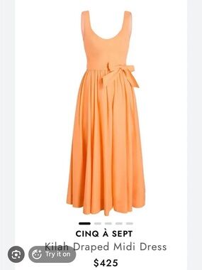 NWT Cinq a Sept Kilah Cotton Midi Dress in Marmalade size 8